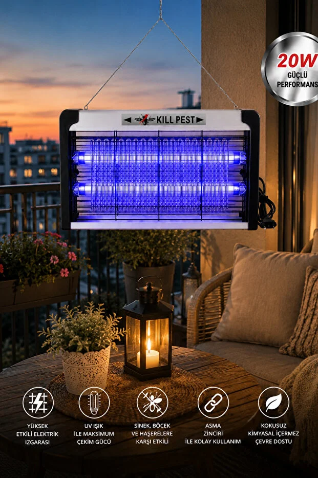 Glr KF-6020 Sinek Öldürücü Lamba Uv Işıklı 20W Elektrikli Sivrisinek Tuzağı Işıklı Cihaz